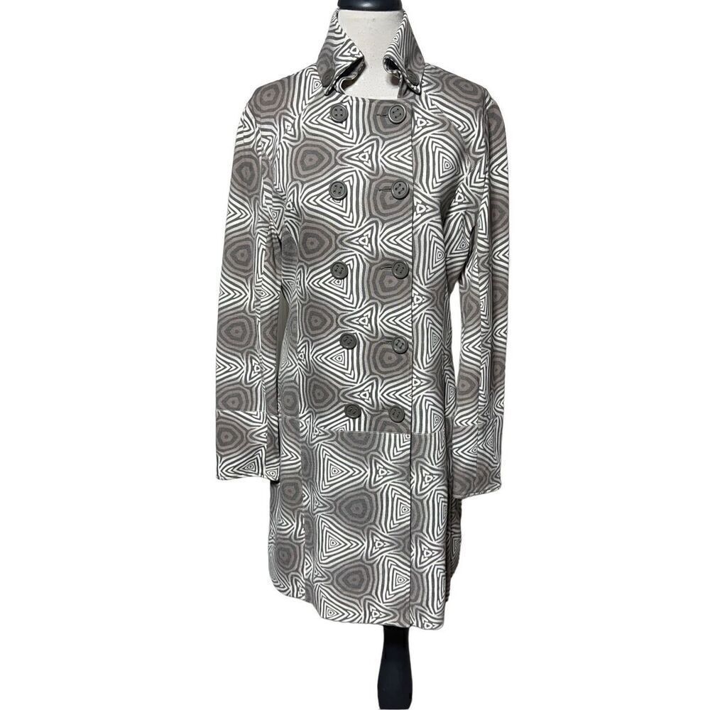Sao Paulo Long Sleeve Abstract Pea Coat Duster Size 8